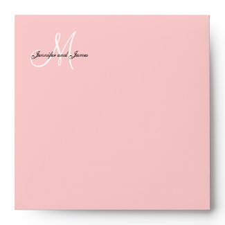 Monogram Logo Pink Wedding Invitation Envelope envelope