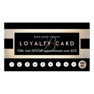 loyalty business card monogram punch stripe gold cards