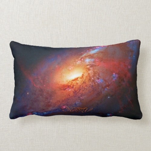 Monogram, M106 Spiral Galaxy, Canes Venatici Throw Pillow Monogram, M106 Spiral Galaxy, Canes Venatici Throw Pillow