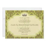 Monogram M Brown Damask Wedding Invitations