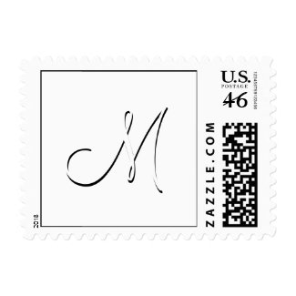 Monogram M Christmas Wedding White Postage stamp