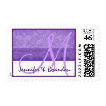 Monogram M Iris Purple Grunge Damask