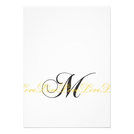 Monogram M Love Wedding Invitations Yellow