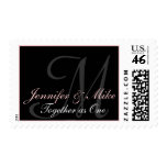 Monogram M Pink & Black Wedding Bride Groom Stamp