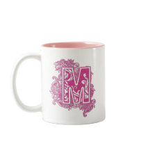 MONOGRAM M PINK mugs by dgpaulart MONOGRAM M PINK mugs