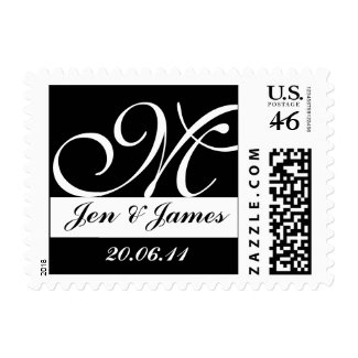 Monogram M Wedding Black & White USPS Postage stamp