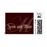 Monogram M Wedding Chocolate & Cream Stamp