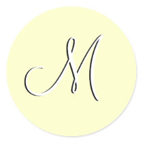 Monogram M Wedding Invitation Ivory Seal Round Sticker
