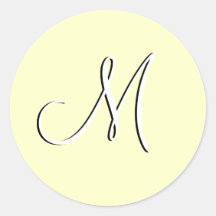 Monogram M Wedding Invitation Ivory Seal Round Sticker