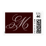 Monogram M Wedding Postage Stamps Brown