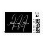 Monogram M Wedding Stamp with Names and Date