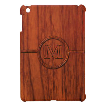 Monogram Mahogany Wood Print iPad Mini Case