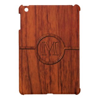 Monogram Mahogany Wood Print iPad Mini Case