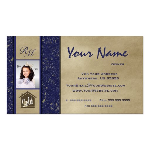 Monogram Marble Real Estate Photo Business Cards 4 (front side)
