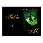 Monogram Masquerade Mask Green Table Placecard Postcards