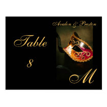Monogram Masquerade Mask Table Placecard Postcard postcards