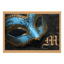 Monogram Masquerade Renaissance Wedding Invitation