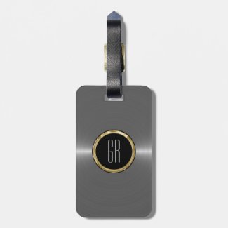 Monogram Metallic Silver Stainless Steel Look Tag For Luggage