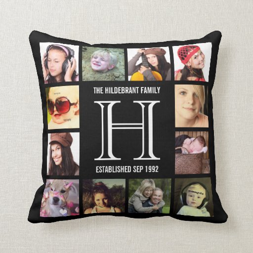 Monogram Modern Family 12 Instagram Photos Throw Pillows Zazzle