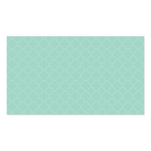 MONOGRAM morrocan tile pattern mint green grey Business Card (back side)