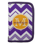 Monogram Name Purple White Chevron Pattern Folio Planner