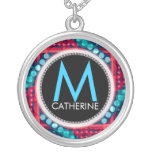 Monogram Name Red Blue Abstract Gift Necklace