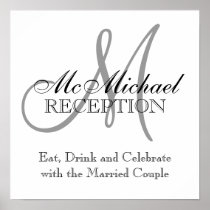 Monogram Name Wedding Reception Signs Poster