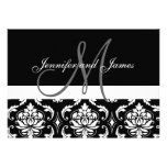 Monogram Names Black Damask Wedding Invitations at Zazzle