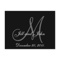 Monogram, Names, Date, Wedding Announcement Card postcards