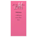 Monogram Names Date Wedding Menu Cards Pink Customized Rack Card
