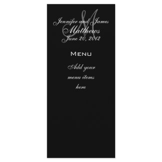 Monogram Names Date Wedding Menu Cards rackcard