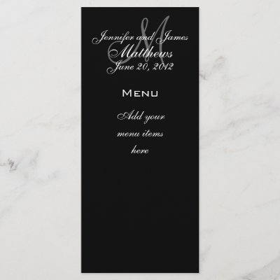 Menu Cards  Wedding on Monogram Names Date Wedding Menu Cards Rack Card Design By