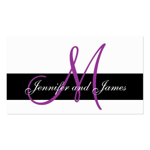 Monogram & Names Purple Wedding Reception Card Business Card