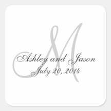 Monogram Names Wedding Favor Sticker Template