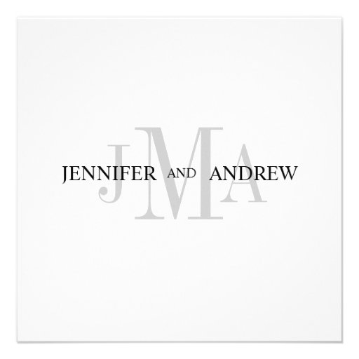 Monogram Names Wedding Invitations Black White