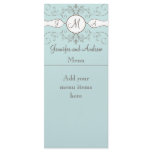 Monogram Names Wedding Menu Cards Blue Full Color Rack Card