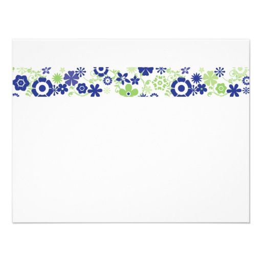 Monogram Navy and Lime Flat Note Card