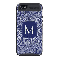 Monogram Navy Blue Paisley Skinit iPhone 5 Cover