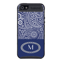 Monogram Navy Blue Paisley Skinit iPhone 5 Cover