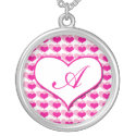 Monogram Necklace - Pink Hearts necklace