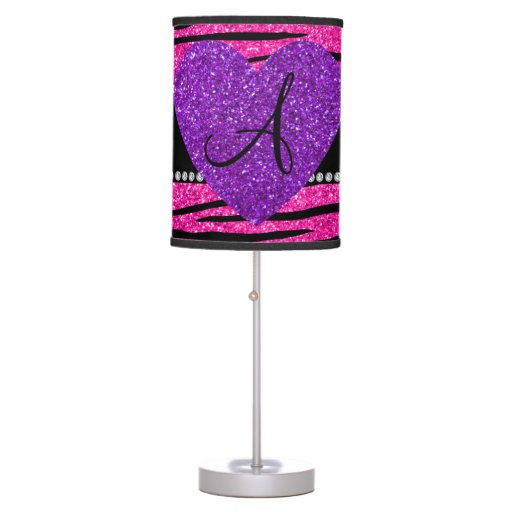 Monogram neon hot pink glitter zebra stripes pink desk ...