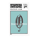 Monogram O Wedding Names Aqua Espresso Postage