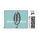 Monogram O Wedding Names Aqua Espresso Postage
