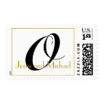 Monogram O Wedding Stamp Names Black White & Gold