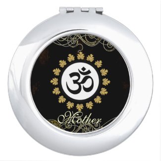 Monogram Om Sacred Hindu Meditation Symbol Black Compact Mirrors