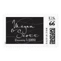 Monogram on black swirl postage