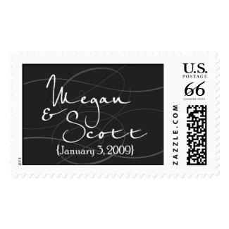 Monogram on black swirl stamp