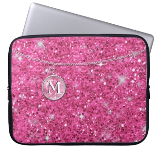 Monogram on Chain Pink Glitter MCG