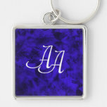 Monogram on deep blue key chains