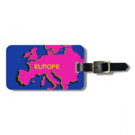Monogram on Pink Europe Map - Luggage Tag
